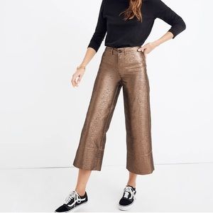 Madewell Metallic Wide Leg Pants - Bronze